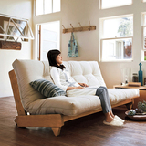 简约日式多功能沙发床 宜家优质松木布艺组合沙发2米木色特价包邮