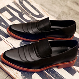 2015新款韩版商务正装休闲尖头黑色皮鞋复古欧美舒适简约英伦男鞋