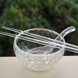 水晶碗筷子勺子套装大号白色水晶米饭碗玻璃吃饭碗水晶餐具水晶勺