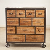 美式乡村复古铁艺做旧实木家具储物收纳柜创意12抽可移动文件斗柜
