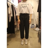 韩国代购2016春装新款女装Bliss-A 女士束腰显瘦条纹休闲裤女