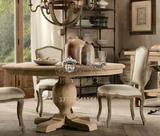 美式乡村橡木餐桌实木餐椅组合复古做旧圆形雕花欧式饭桌北欧家具