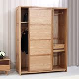 维莎日式全实木大衣柜白橡木卧室家具收纳衣橱储物柜组合环保推拉