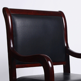 上海会议室椅子四脚实木办公椅带扶手靠背椅麻将特价棋牌皮艺凳子