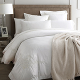 纯白色贡缎美式床上用品四件套 样板房欧式家纺被套纯棉床单4件套