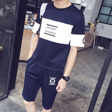 夏季短袖t恤男运动套装青年圆领衣服男式韩版短袖t恤休闲套装男