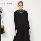Naivee/纳薇春季专柜同步款时尚拉链V领套头针织衫女1562915C1