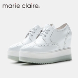 Marie Claire/MC女鞋新款真皮时尚布洛克系带休闲鞋女厚底内增高
