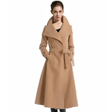 加长款双面羊绒大衣2015秋冬装新款女式大翻领羊毛呢妮子大衣外套