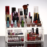 亚加丽加 双层化妆品收纳盒 大号首饰盒 彩妆盒 创意透明桌面收纳