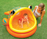 大嘴鱼充气游泳池正品可爱INTEX圆形浴盆遮阳戏水池婴儿海洋球池