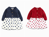 现货!英国NEXT进口童装 女宝宝婴儿新年红开衫波点连衣裙假二件