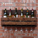复古美式实木酒架定制壁挂酒柜吧台壁挂式红酒架创意现代墙壁酒架