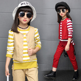 女童装卫衣孩子儿童时尚运动衣服2016新款韩版潮休闲秋季三件套装