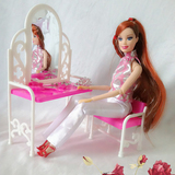 芭比娃娃配件过家家居家公主梳妆台椅子宝宝益智玩具特价日常用品