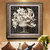 六派美式装饰画客厅壁画沙发背景墙画有框艺术画餐厅挂画百合花卉