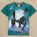 新款侏罗纪世界中小男童装夏季短袖纯棉t恤衫恐龙3D印花全国包邮