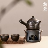 饮致 日式酒精灯煮茶炉陶瓷茶壶烧水套装 仿古功夫茶具粗陶泡茶壶