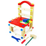 儿童创意拆装木制工作椅 多功能拆装椅工具鲁班椅子动手修理玩具