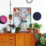 新品 创意动物油画麋鹿纯手绘现代简约欧式北欧风格家居客厅卧室