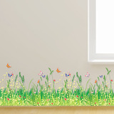可移除墙贴纸 春天的原野 踢脚线防水墙纸贴画客厅温馨卧室贴花