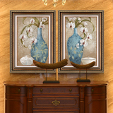 联装饰画花开富贵欧式美式客厅玄关墙画餐厅竖版壁画有框挂画双
