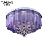 LED个性圆形水晶吸顶丝线灯 浪漫创意紫色卧室灯具客厅灯餐厅灯饰