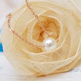 韩国单颗珍珠玫瑰金彩金百搭短项链锁骨配饰品短款女创意新年礼物