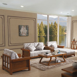 简约中式实木沙发现代客厅转角布沙发单人位L型组合白蜡木家具