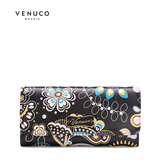 VENUCO大钞夹零钱位卡位横款长款软面钱包女韩版钱夹皮夹薄包盖式