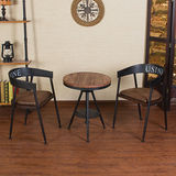 餐桌椅组合复古实木铁艺促销奶茶彩色咖啡可升降圆桌餐饮甜品酒吧