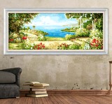 自油自画手工DIY数字油画数码填色客厅欧式风景大幅爱琴海70x180