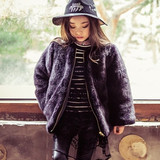 童装新款韩版女童仿水貂皮草加厚外套儿童中长款大衣女孩冬季棉服