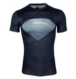 超人钢铁之躯3D数码美国队长钢铁蜘蛛侠英雄紧身衣健身短袖T恤男