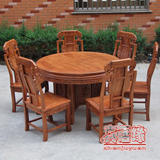 花梨木餐桌 红木圆餐台 明清古典木雕 实木圆餐桌 1.2米圆桌