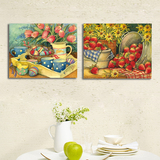 美式乡村田园装饰画水果餐厅画饭厅无框画饭厅横版沙发背景墙壁画