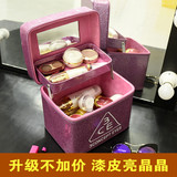 韩国3ce化妆包手提折叠双层大容量化妆箱 专业护肤品收纳包带镜子