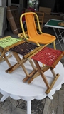 35CM塑料条手工编织透气靠背椅学生凳阳台麻将钓鱼藤椅子