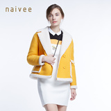 Naivee/纳薇冬季专柜新款复合羊羔毛休闲短款外套女158430675