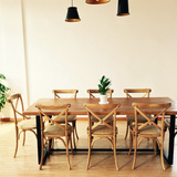 铁艺实木餐桌简约书桌电脑桌 会议桌办公桌复古实木茶几桌椅组合