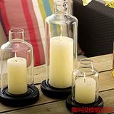 北欧现代玻璃蜡烛台罩子摆件带底座浪漫烛光晚餐道具 家居装饰品