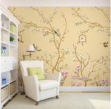 中式清新美式花鸟定制墙纸壁画牡丹大型无缝壁纸墙画影视墙背景墙