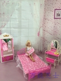 正版Barbie芭比娃娃办家家酒 梦幻家具 衣柜 梳妆台 大床 玩具