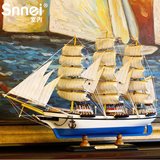 仿真帆船模型摆件地中海实木装饰品工艺轮船生日礼物一帆风顺52cm