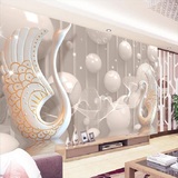 欧式简约现代大型壁画客厅电视背景墙纸5D立体温馨浪漫天鹅壁纸