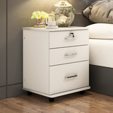 迷你简易床头柜带锁可移动白色床头柜简约现代整装宜家储物柜40cm