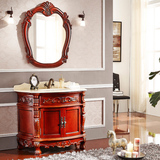 欧式卫浴柜橡木落地镜柜组合美式仿古实木浴室柜卫生间洗手盆高档