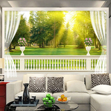 欧式阳台森林 风景3D立体电视背景墙纸墙布 客厅沙发田园壁纸壁画
