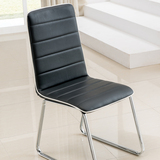包邮简约现代条纹黑色皮艺宜家舒适靠背不锈钢皮革餐椅洽谈椅