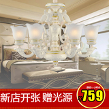 卧室欧式吊灯大气客厅灯具餐厅灯树脂吊灯6头白色吊灯复式楼奢华